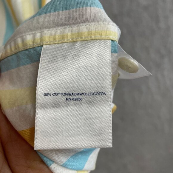 NWOT LANDS' END Men's Lands' End Traditional Fit Striped Short sleeve Button dow - Picture 6 of 7